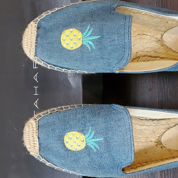 Soludos Espadrilles Pineapple Embroidery Blue Demin Size 8 - Picture 2 of 4